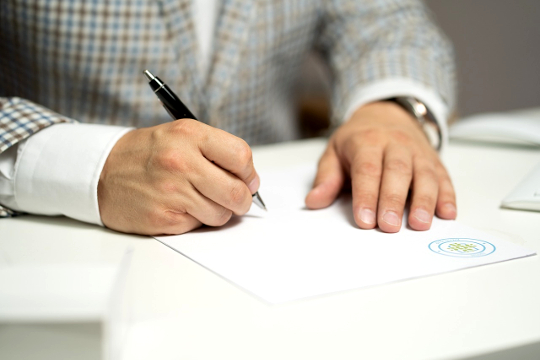 a man writing