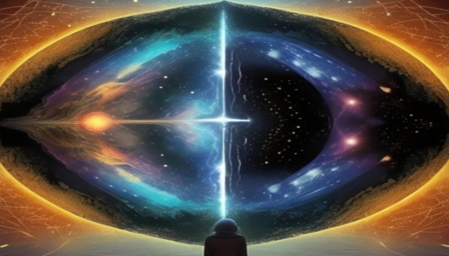 person standing in frpnt of the galaxy and planet earth in the shape of an eye.&nbsp;Image by PixelPerfect26589 from Pixabay.&nbsp;