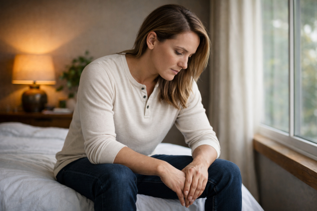 woman sitting reflectively. Please Start Talking to Yourself: The Sane Choice in an Unbalanced World