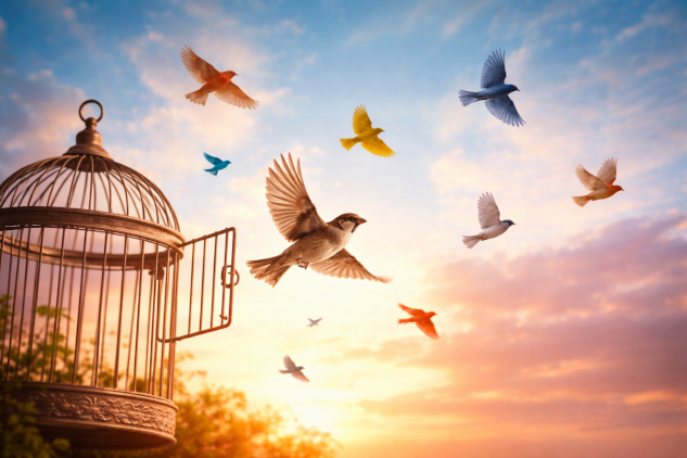 birds freed from being caged