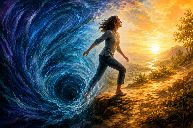 woman stepping out of a whirlpool
