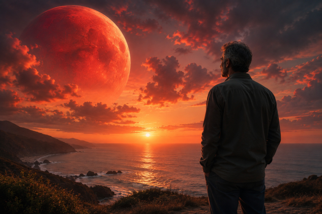 mars with man standing calmly